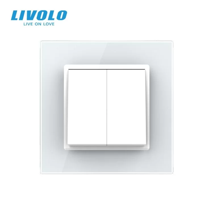 Двоклавішний перехресний вимикач білий Livolo (VL-C7FCMM10A-1WP) ціна 858грн - фотографія 2