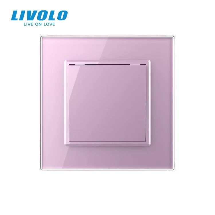 Одноклавишный выключатель розовый стекло Livolo (VL-C7K1-17) цена 214грн - фотография 2