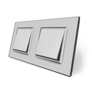 Комплект одноклавишных выключателей серый стекло Livolo (VL-C7K1K1-15)