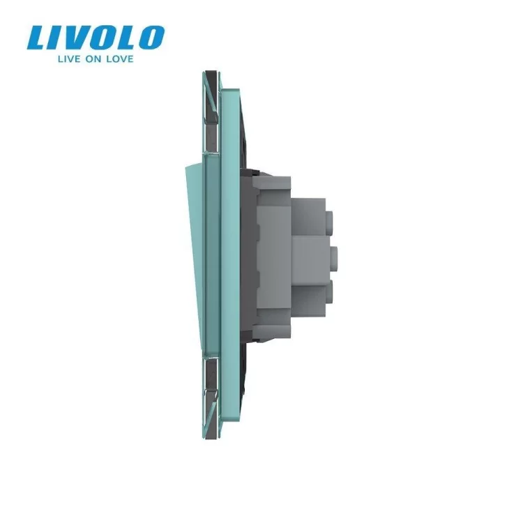 продаємо Одноклавішний прохідний вимикач зелений скло Livolo (VL-C7K1S-18) в Україні - фото 4