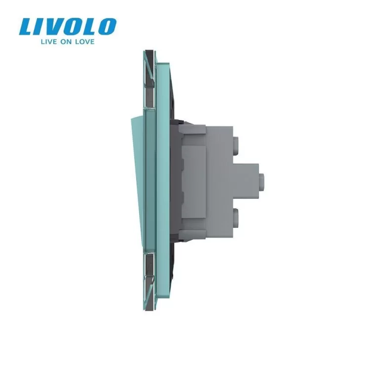 в продажу Двоклавішний вимикач зелений скло Livolo (VL-C7K2-18) - фото 3
