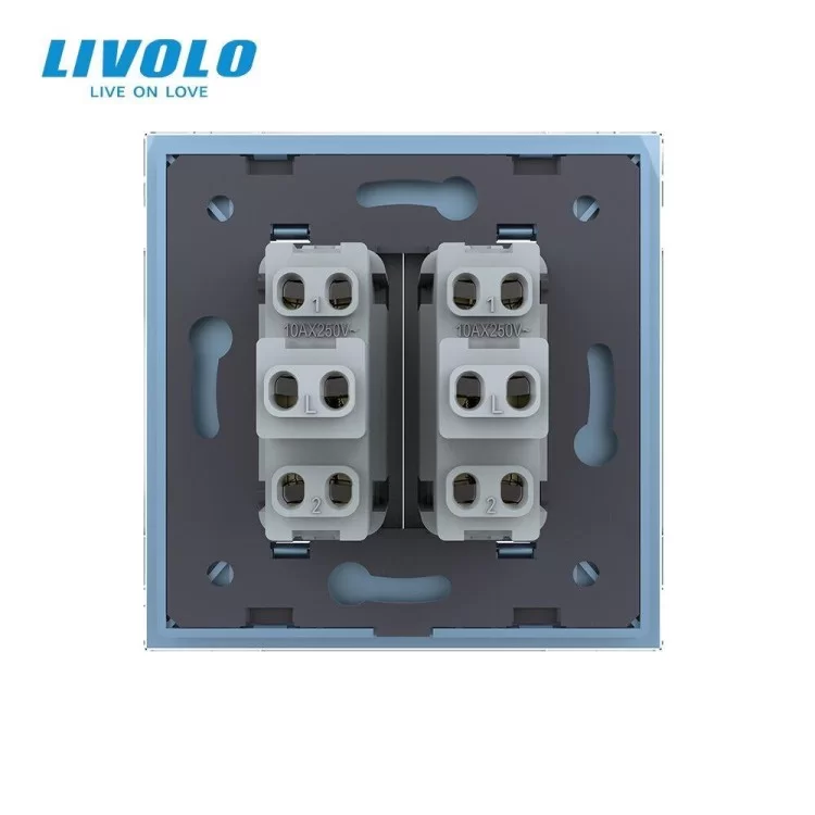 продаємо Двоклавішний вимикач блакитний скло Livolo (VL-C7K2-19) в Україні - фото 4