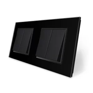 Комплект двухклавишных выключателей черный стекло Livolo (VL-C7K2K2-12)