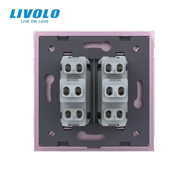 продаємо Двоклавішний прохідний вимикач рожевий скло Livolo (VL-C7K2S-17) в Україні - фото 4