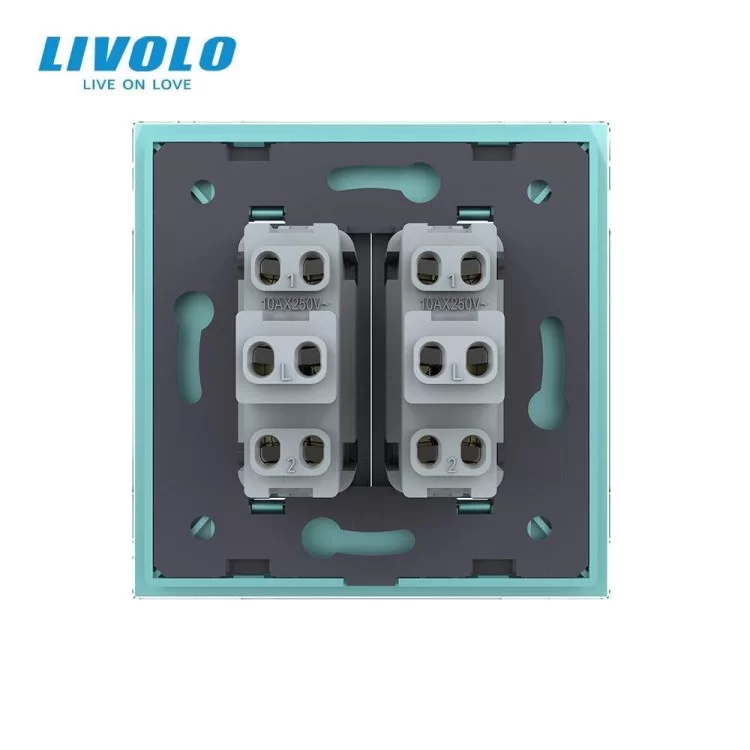 продаємо Двоклавішний прохідний вимикач зелений скло Livolo (VL-C7K2S-18) в Україні - фото 4