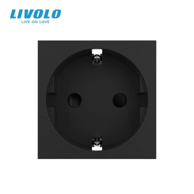 Механизм розетка с самозажимными клеммами с заземлением черный Livolo (VL-FCTC16A-2BPS01) цена 241грн - фотография 2
