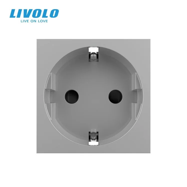 Механизм розетка с самозажимными клеммами с заземлением серый Livolo (VL-FCTC16A-2IPS01) цена 241грн - фотография 2