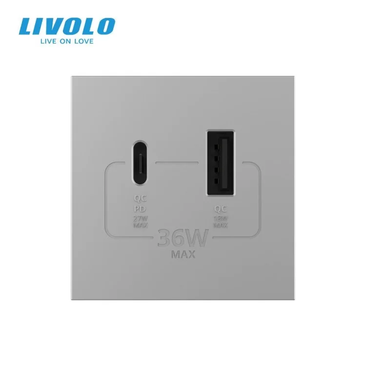 в продаже Механизм розетка USB-A и USB-C 36W серый (VL-FCUA18W.UC18W-2IP) - фото 3