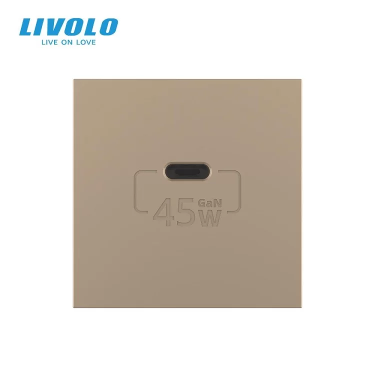 в продажу Механізм розетка USB type C з блоком живлення 45W золото Livolo (VL-FCUC-2AP) - фото 3
