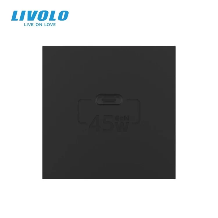 в продажу Механізм розетка USB type C з блоком живлення 45W чорний Livolo (VL-FCUC-2BP) - фото 3