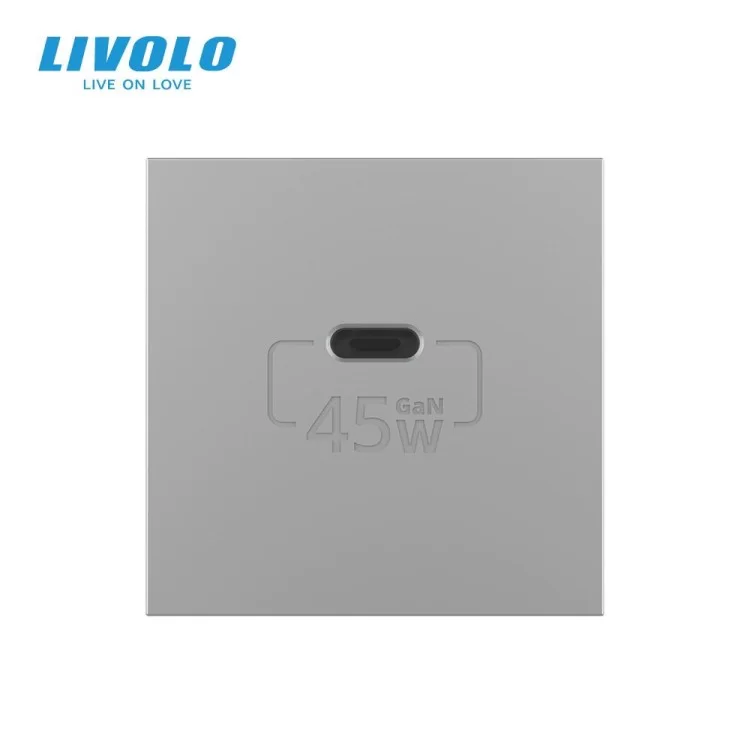 в продаже Механизм розетка USB type C с блоком питания 45W серый Livolo (VL-FCUC-2IP) - фото 3