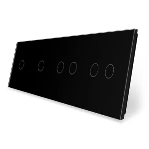 Сенсорна панель вимикача 6 сенсорів (1-1-2-2) чорний скло Livolo (VL-P701/01/02/02-8B)