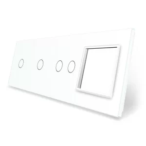 Сенсорная панель выключателя 4 сенсора и розетку (1-1-2-0) белый стекло Livolo (VL-P701/01/02/E-8W)