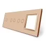 Сенсорная панель выключателя 5 сенсоров и розетку (1-2-2-0) золото стекло Livolo (VL-P701/02/02/E-8A)