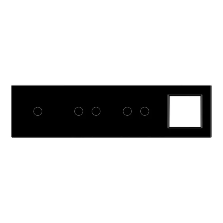Сенсорна панель вимикача 5 сенсорів і розетку (1-2-2-0) чорний скло Livolo (VL-P701/02/02/E-8B) ціна 2 294грн - фотографія 2