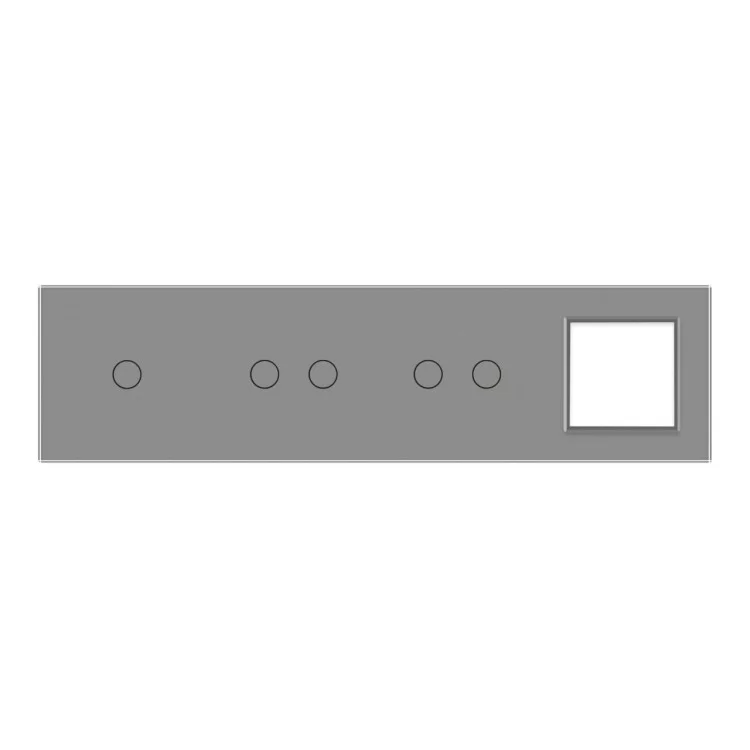 Сенсорна панель вимикача 5 сенсорів і розетку (1-2-2-0) сірий скло Livolo (VL-P701/02/02/E-8I) ціна 2 294грн - фотографія 2