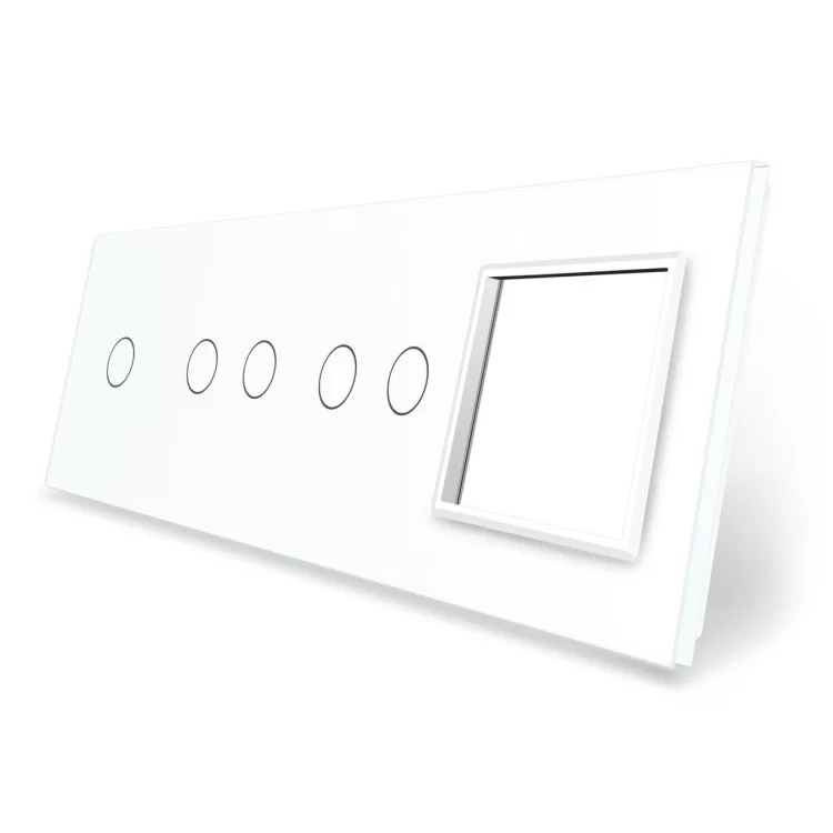 Сенсорна панель вимикача 5 сенсорів і розетку (1-2-2-0) білий скло Livolo (VL-P701/02/02/E-8W)