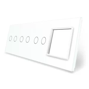 Сенсорная панель выключателя 6 сенсоров и розетку (2-2-2-0) белый стекло Livolo (VL-P702/02/02/E-8W)