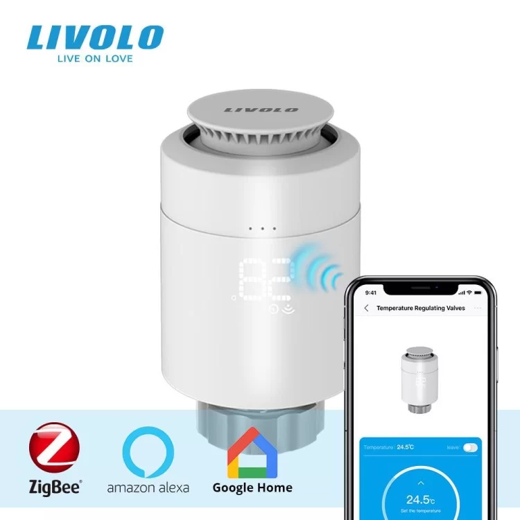 Розумна бездротова термоголовка для радіатора ZigBee Livolo ціна 3 297грн - фотографія 2