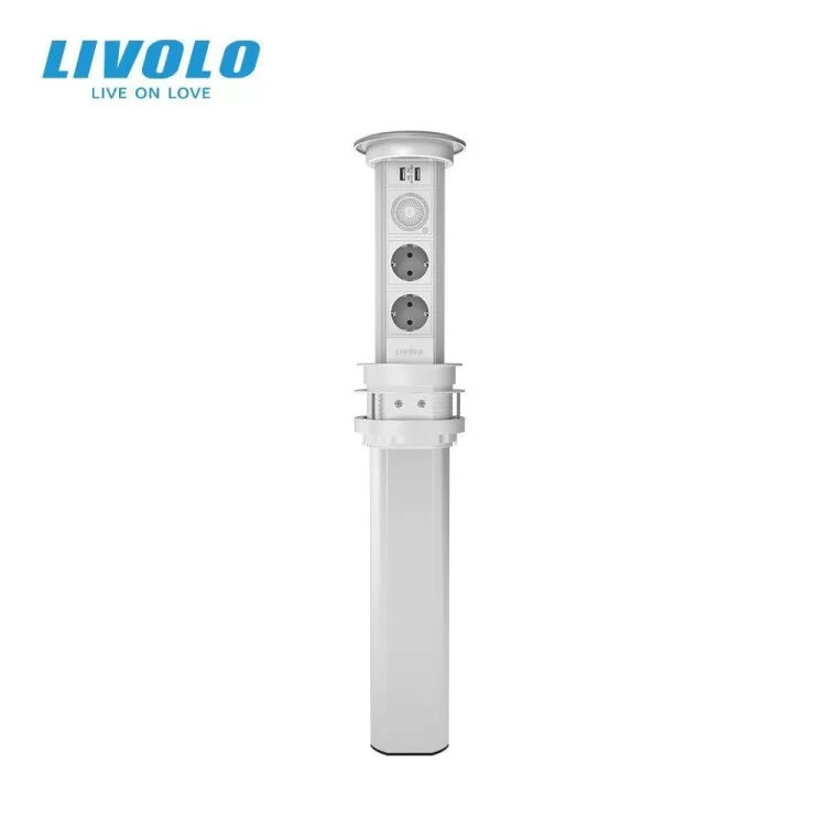 Висувна підйомна прихована подвійна розетка з бездротовою зарядкою USB і Bluetooth колонкою Livolo інструкція - картинка 6