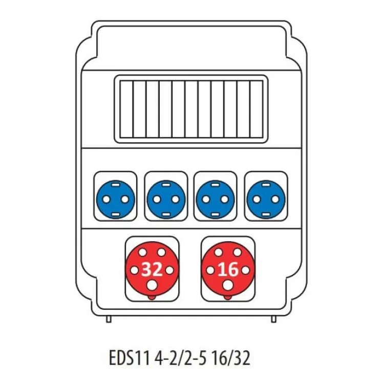 Будівельний щит живлення ETI 004483302 з роз'ємами EDS11 4-2/2-5 16/32 (Роз'єм 16A/5P-1 32A/5P-1 Schuko-4 АВ: C16/1-4 C16/3-1 C32/3-1) відгуки - зображення 5