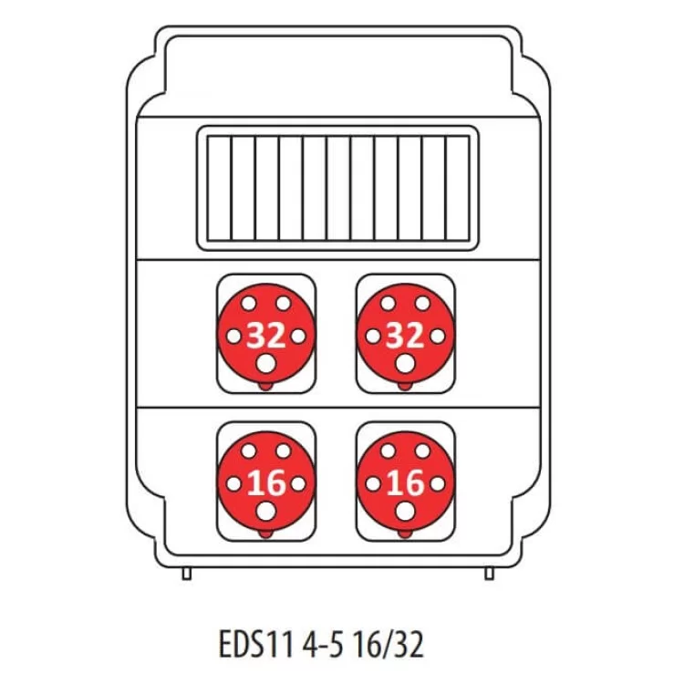 Строительный щиток питания ETI 004483305 с разъемами EDS11 4-5 16/32 16/32 (Разъем 16A/5P-2 32A/5P-2 АВ: C16/3-1 C32/3-2) цена 6 578грн - фотография 2