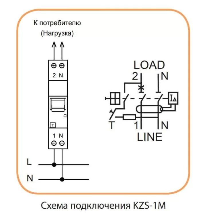 Дифференциальный автомат ETI 002175432 KZS-1M B 10/0.1 тип A (6kA) с нижним подключением цена 1 660грн - фотография 2
