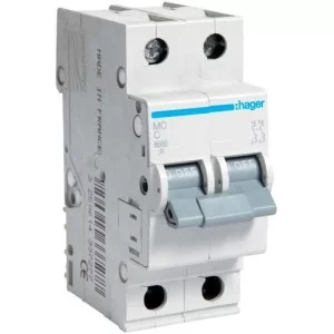Автоматический выключатель Hager MC200A 2P 6кА C-0,5A 2M