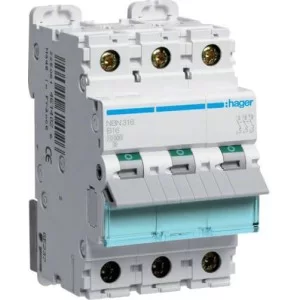 Автоматичний вимикач Hager NBN316 3P 10кА B-16A 3M