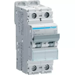Автоматичний вимикач Hager NCN506 1P+N 10кА C-6A 2M