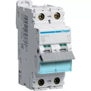 Автоматичний вимикач Hager NCN516 1P+N 10кА C-16A 2M