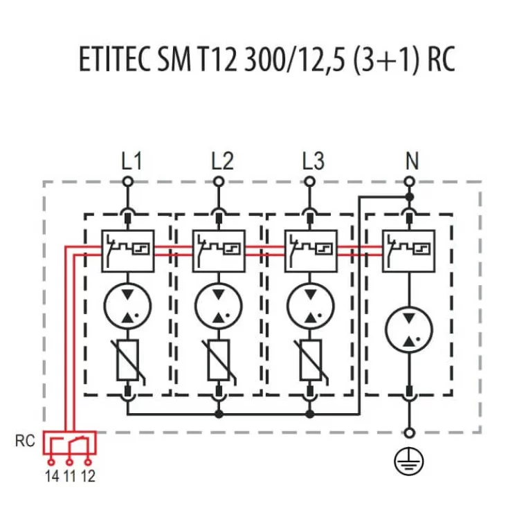продаем Ограничитель перенапряжения ETI 002440550 ETITEC SM T12 300/12.5 (3+1 4p TT TN-S) в Украине - фото 4
