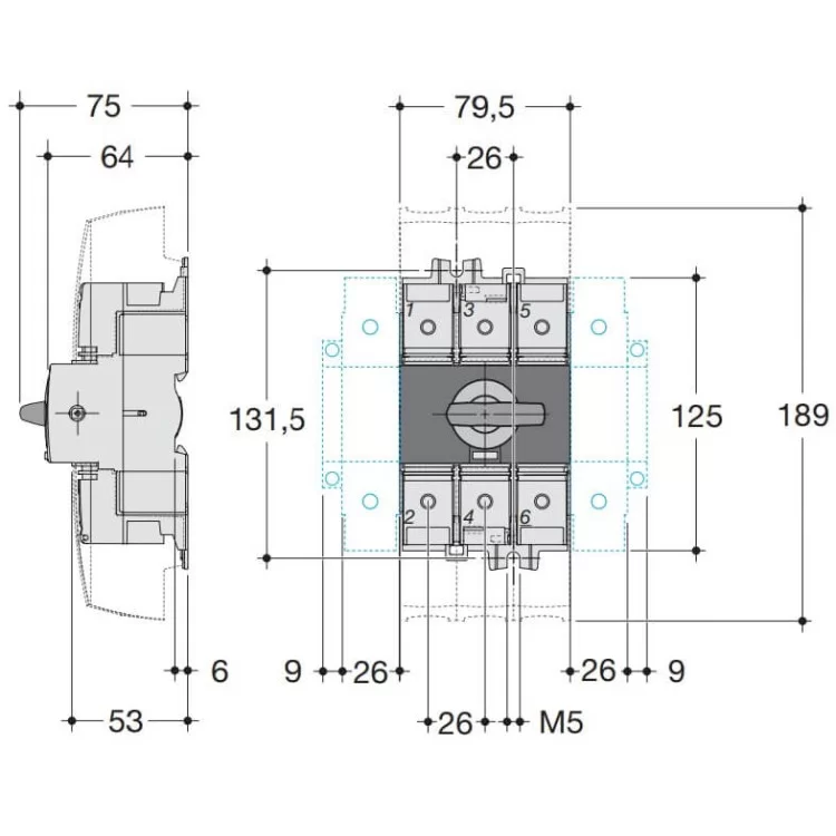 Модульный выключатель нагрузки Hager HAD310 к 70мм² 3P 100А цена 1 990грн - фотография 2