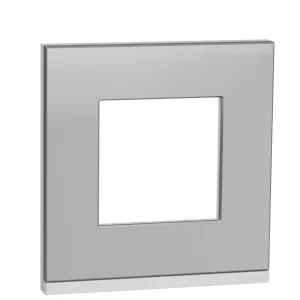 Горизонтальная однопостовая рамка Schneider Electric NU600280 (алюминий матовый/белый)