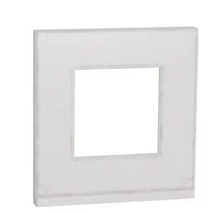 Горизонтальная однопостовая рамка Schneider Electric NU600285 (белое стекло/белый)