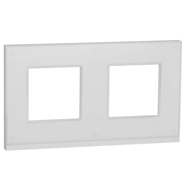 Горизонтальная двухпостовая рамка Schneider Electric NU600485 (белое стекло/белый)