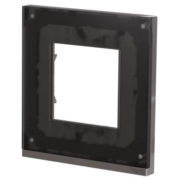 Горизонтальная однопостовая рамка Schneider Electric NU600286 (черное стекло/антрацит) цена 1 987грн - фотография 2