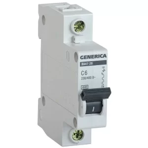 Автоматичний вимикач Generica MVA25-1-006-C ВА47-29 6А 4,5кА (C)