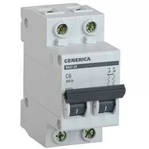 Автоматичний вимикач Generica MVA25-2-006-C ВА47-29 6А 4,5кА (C)