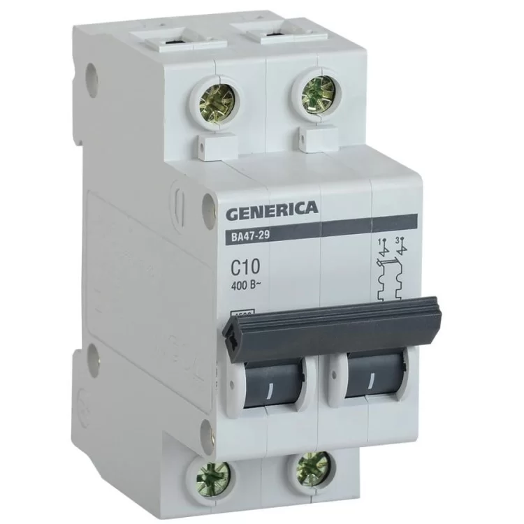 Автоматичний вимикач Generica MVA25-2-010-C ВА47-29 10А 4,5кА (C)