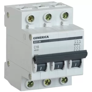 Автоматический выключатель Generica MVA25-3-016-C ВА47-29 16А 4,5кА (C)
