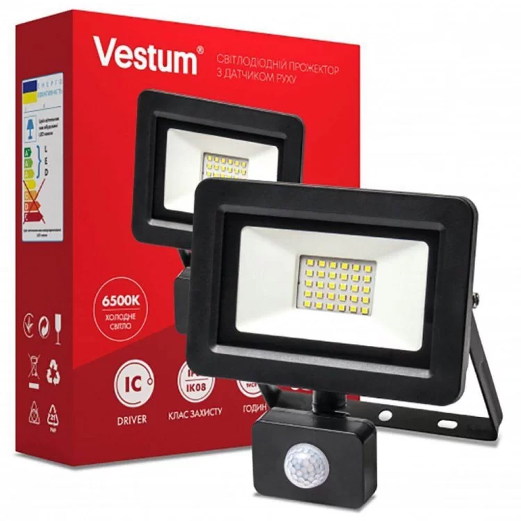 в продаже Светодиодный прожектор с датчиком движения Vestum 1-VS-3011 175-250В 30Вт 6500K IP65 - фото 3