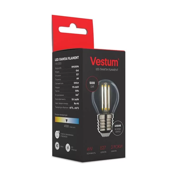 в продажу Філаментна лампа Vestum 1-VS-2205 G45 4Вт 4100K E27 - фото 3