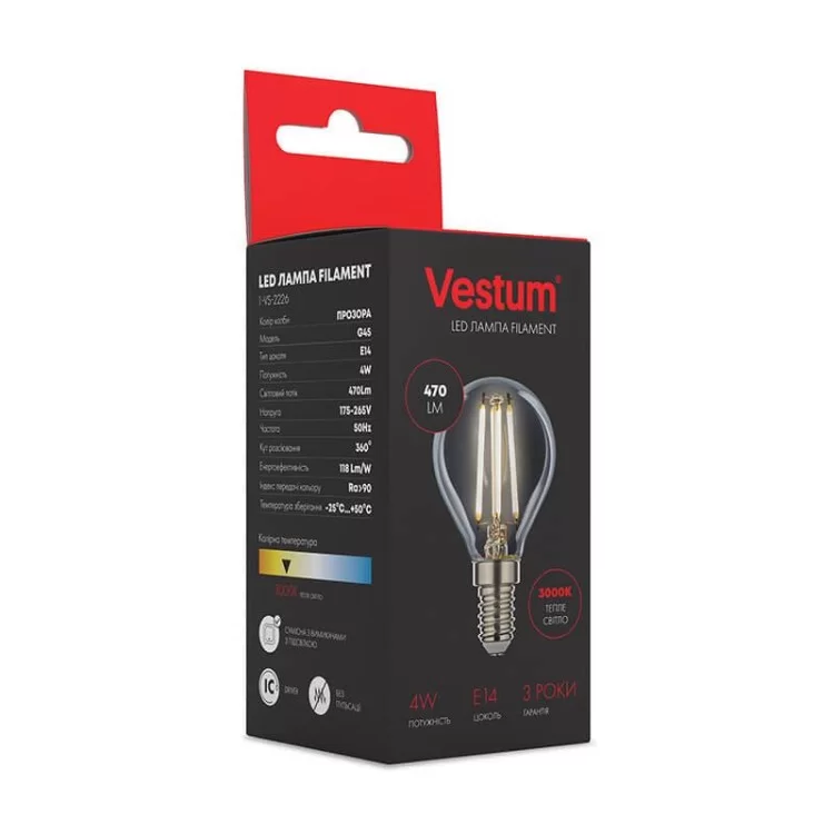 в продаже Филаментная лампа Vestum 1-VS-2226 G45 4Вт 3000K E14 - фото 3