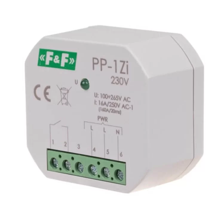 Електромагнітне реле F&F PP-1Zi-230V 230В 16 А (160А/20 мс)