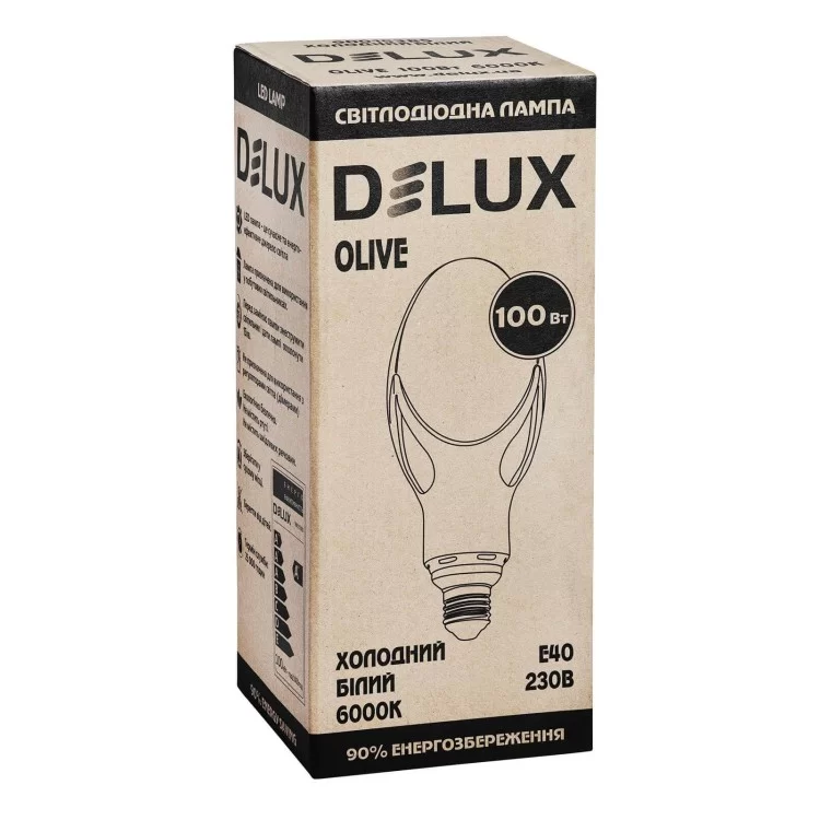 Лампа светодиодная Delux (90015385) OLIVE E40 6000K 100Вт цена 1 534грн - фотография 2