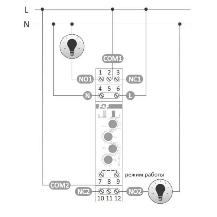 Електронне реле часу F&F PCU-507 195-253В AC 2х8А інструкція - картинка 6