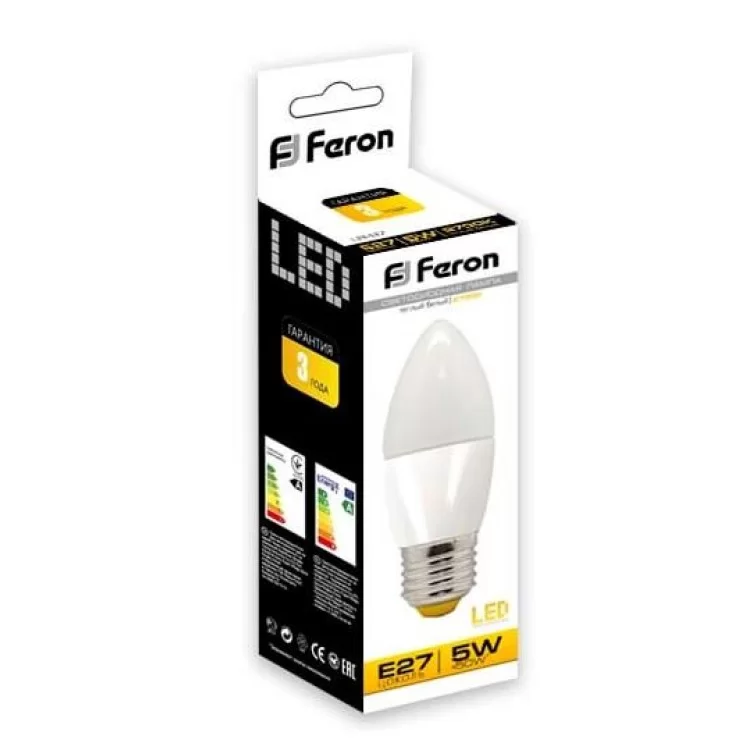 Світлодіодна лампа Feron 4705 LB-97 5Вт 2700К C37 Е27 ціна 30грн - фотографія 2