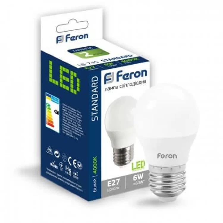 Светодиодная лампа Feron 5781 LB-745 6Вт 4000К G45 Е27 цена 4 235грн - фотография 2