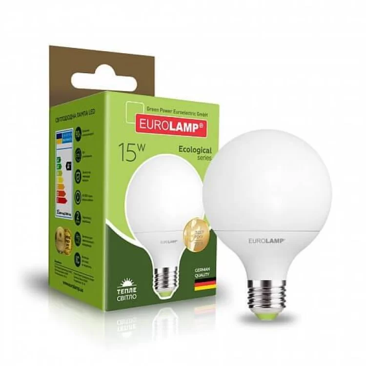 Светодиодная лампа Eurolamp LED-G95-15272(P) Eco 15Вт 3000К G95 Е27 цена 219грн - фотография 2